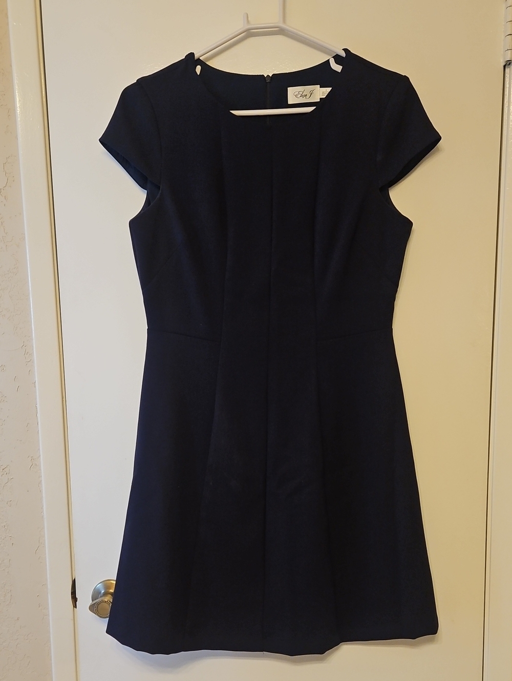 Eliza J Navy Cap-Sleeve Fit & Flare Mini Dress
